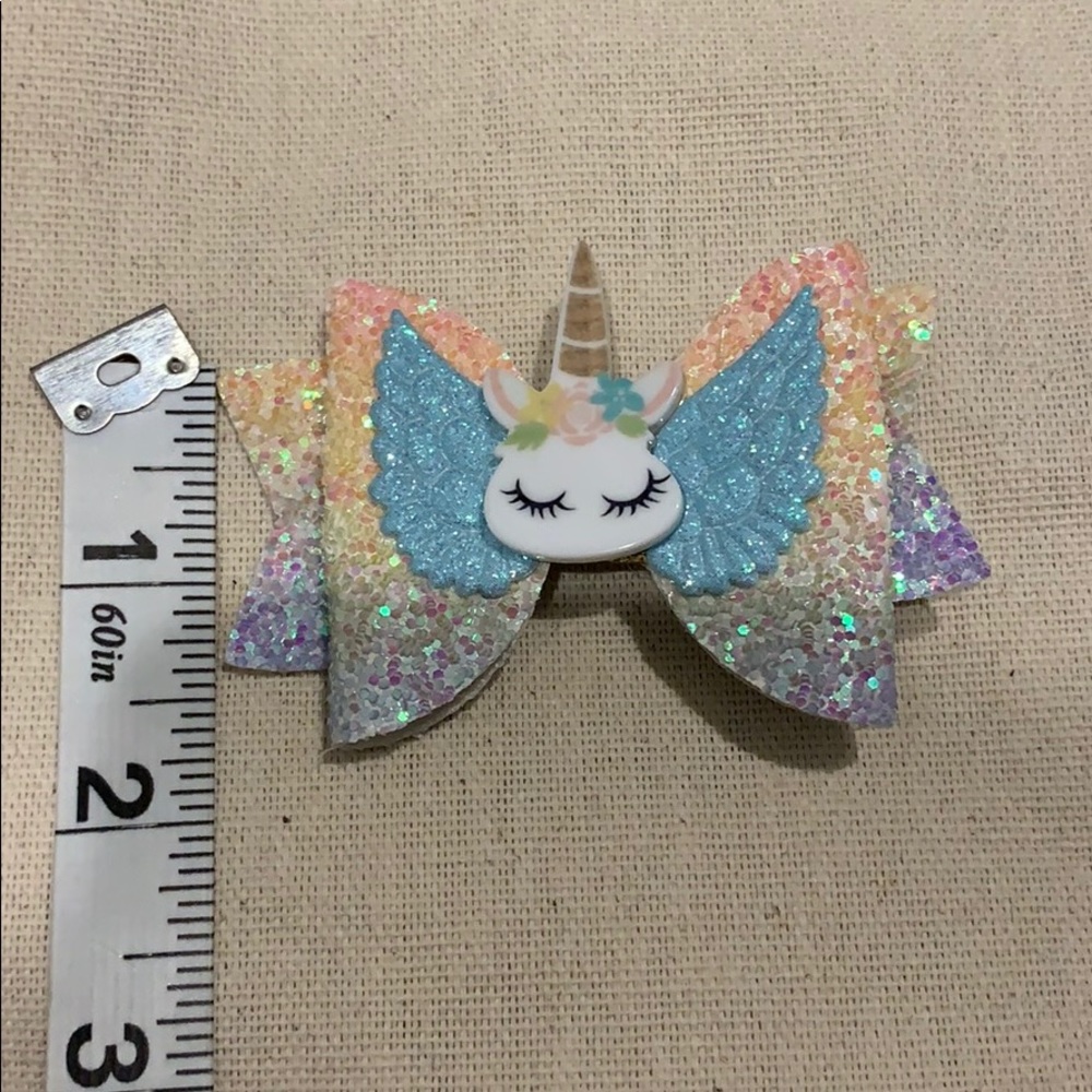 Rainbow Unicorn Hair Bow - Picture 4 of 4